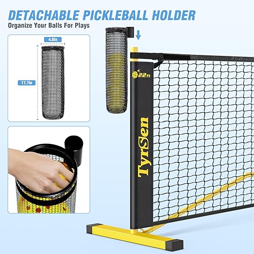 Miniatura 4 de Portable Pickleball Net for Driveway, 22 FT Regulation Size & 11 FT Half Court Size Pickle Ball Net with Ball Collector, 2-in-1 Pickle Ball Net with