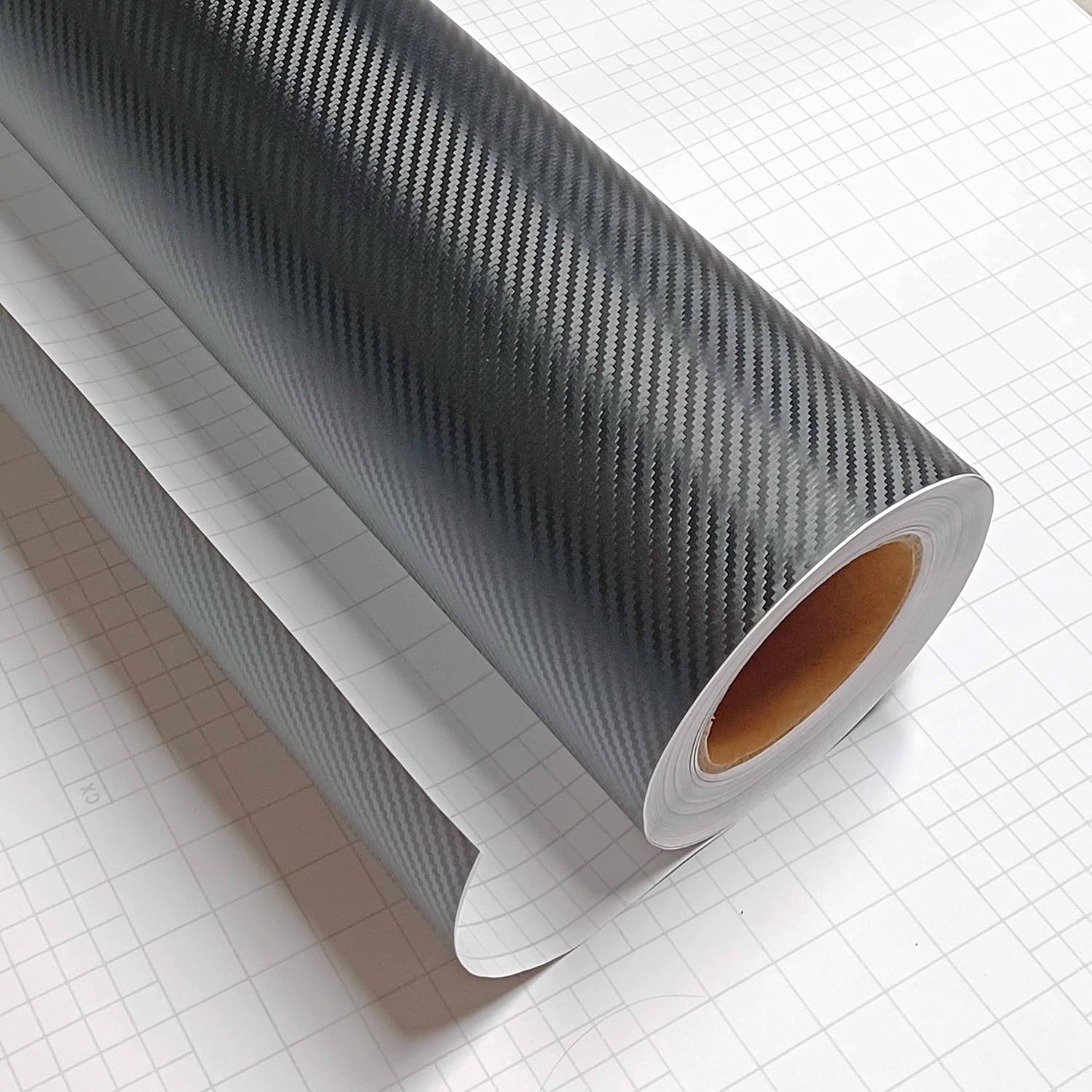 3D Black Carbon Fiber Vinyl Bubble Car Wrap Film Automotive DIY Decals (48" x 60" / 4 FT x 5 FT)