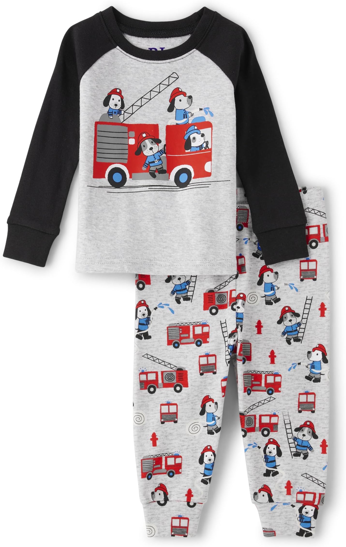 Baby Boys' Fire Dogs Long Sleeve Top and Pants Snug Fit 100% Cotton 2 Piece Pajama Set