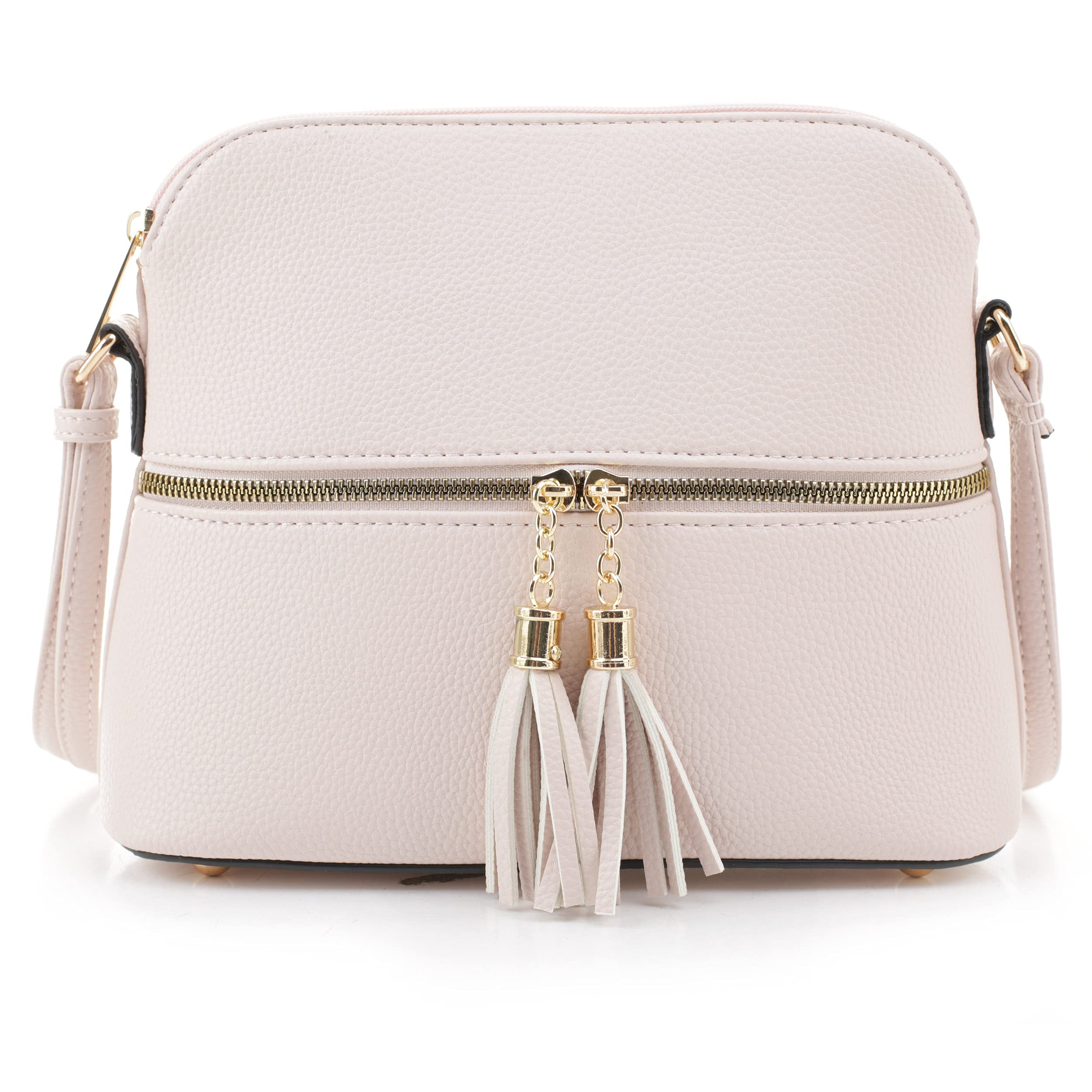 SG SUGU Lunar Lightweight Medium Dome Crossbody Bag Shoulder Bag with Tassel | Zipper Pocket | Adjustable Strap