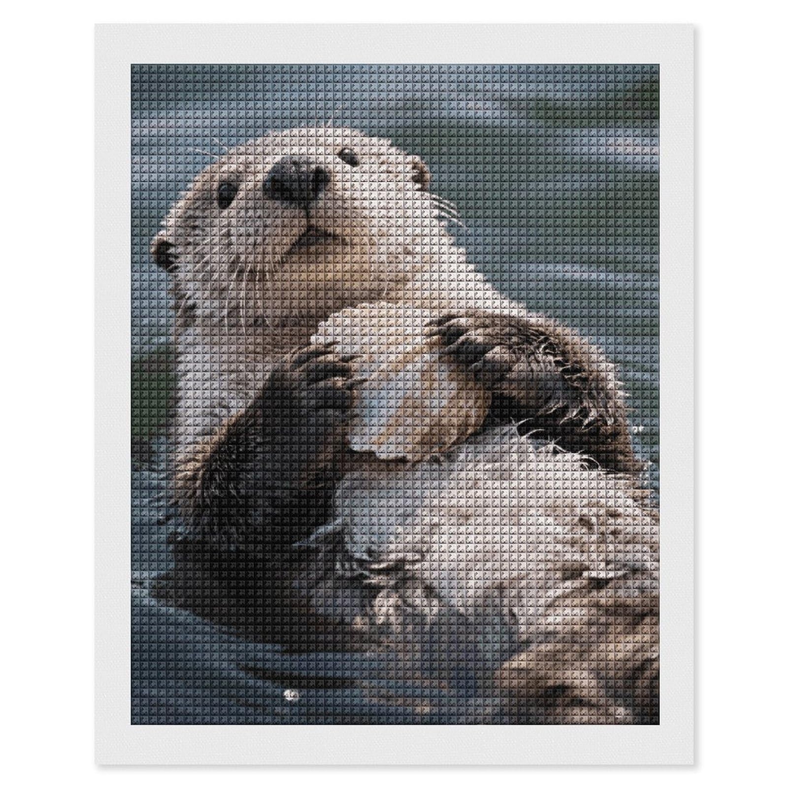 FodPand Sea Otter 5D Diamond Painting Kits for Adults Beginners Full Drill Square Diamond Dots Pictures Gem Art Supplies for Home Wall Room Decoration DIY Craft Set Gift 16x20