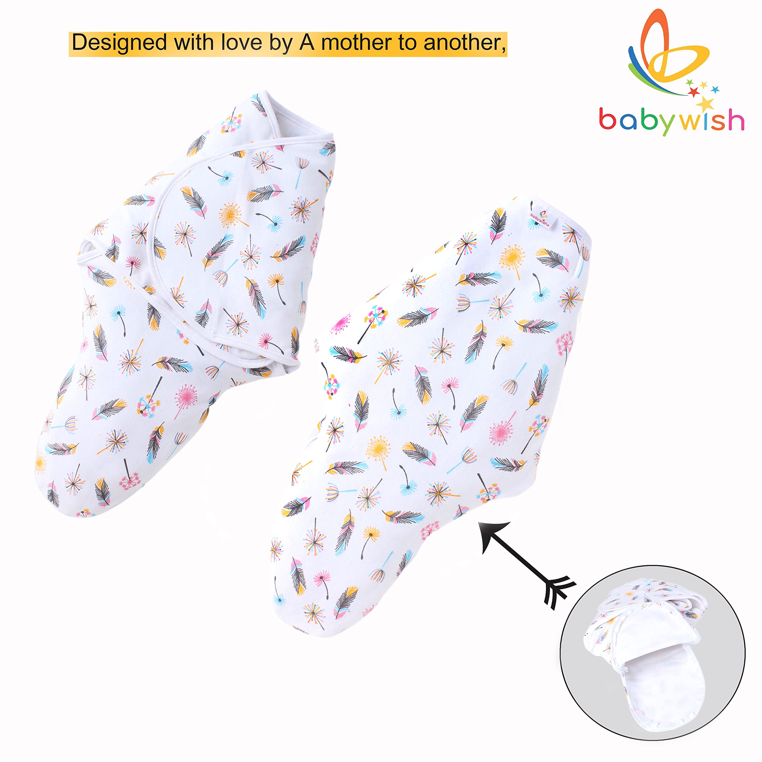 baby wish Baby Swaddle wrap for Newborn Feather Wrapper Set 3