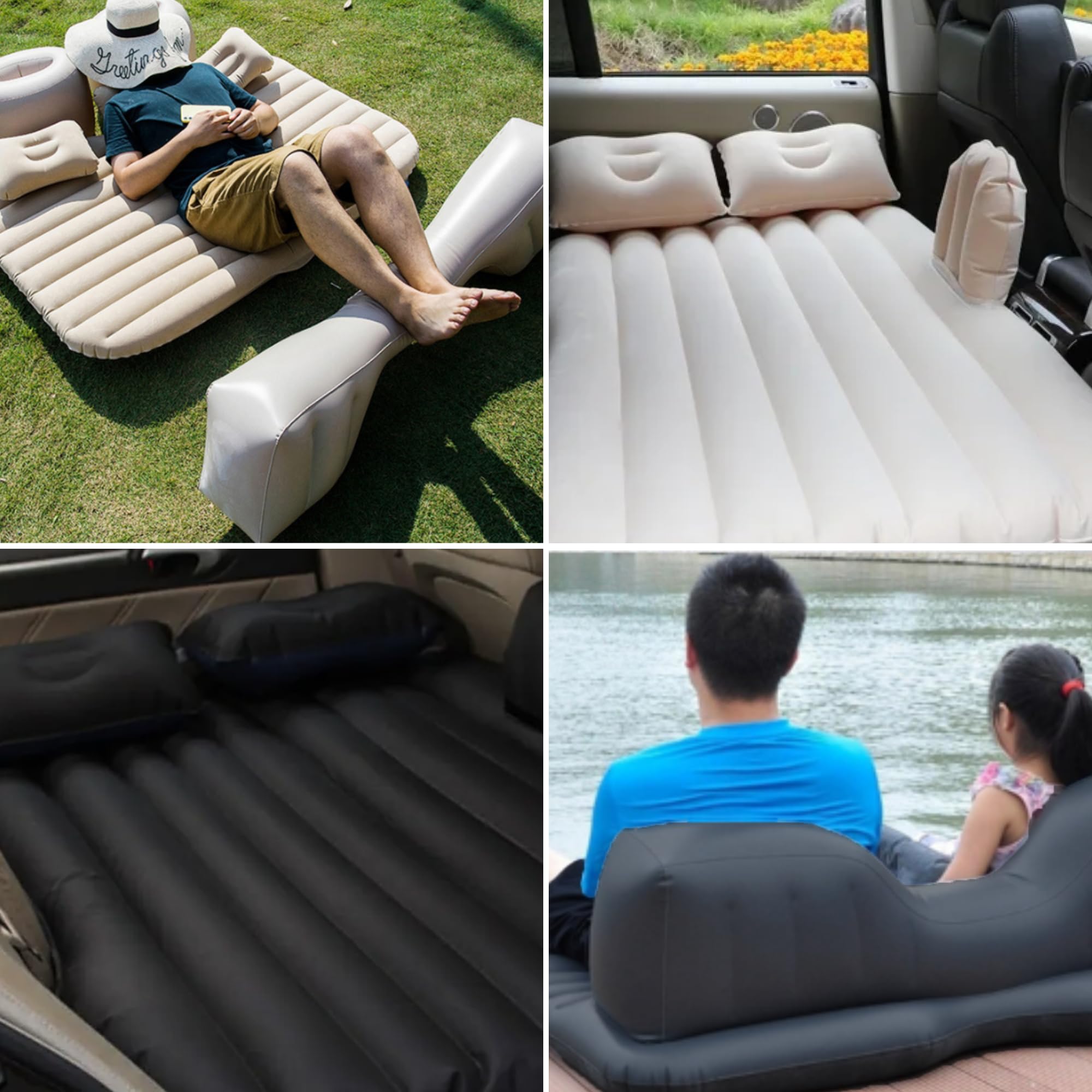 MAGIC SELECT Materasso Gonfiabile per Auto. Letto Pieghevole Portatile e Multifunzionale per Sedile Posteriore con Pompa ad Aria + 2 Cuscini. Divano ad Aria con Gonfiatore per Viaggi e Campeggio.