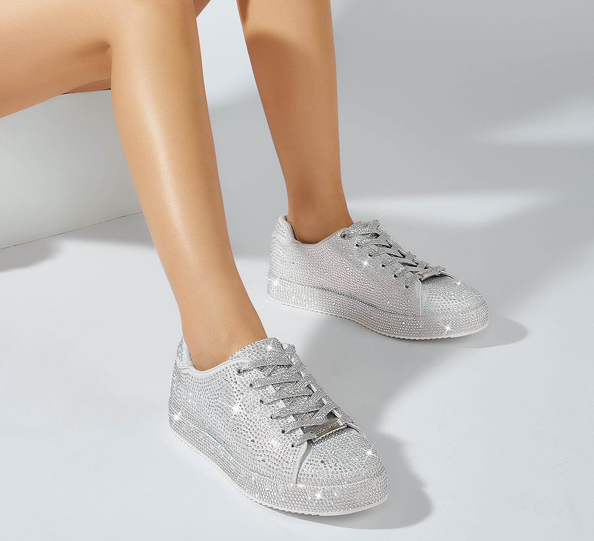 LUCKY STEP Sneakers da Donna con Platform e Strass | Scarpe da Sposa da Sposa