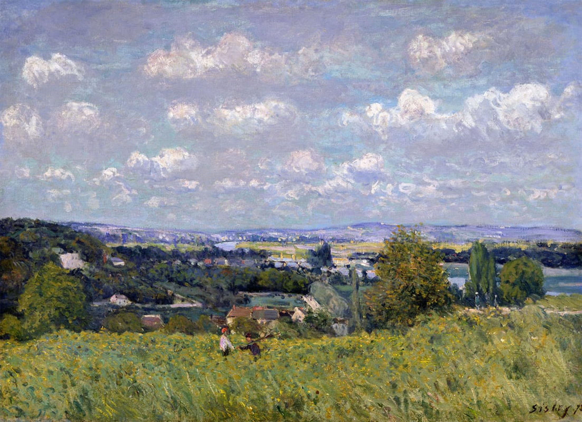 POSTERIIk Famous Modern Artwork Art Mural the Valley of the Seine At Saint Cloud by Alfred Sisle Oil Paintings Pictures for Home Decor 60x90cm