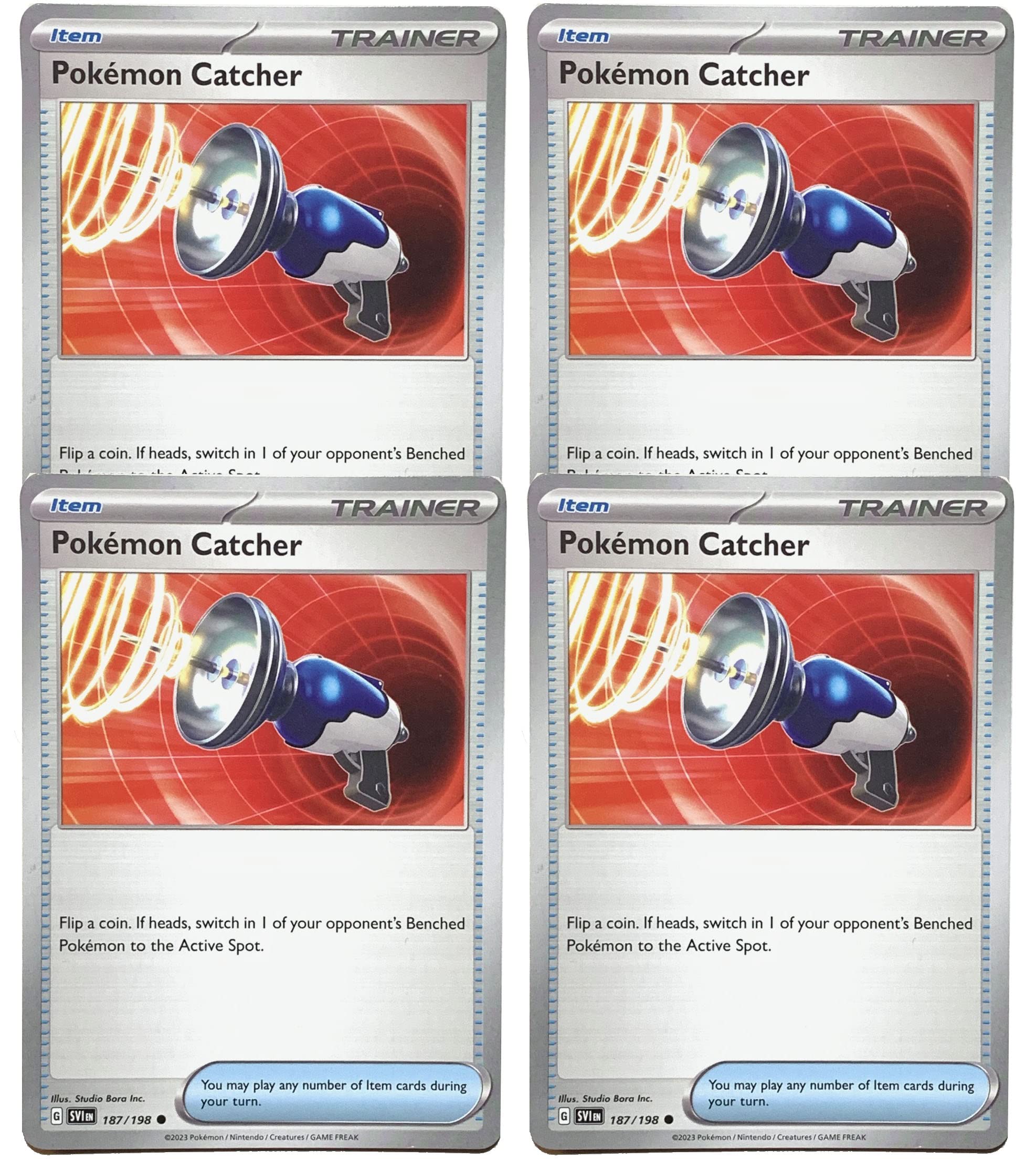 Amazon.com: Pokemon Catcher 187/198 - Scarlet & Violet - Pokemon Trainer x4  Card Lot