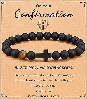 Fathe's Day Gifts for Dad/Husband/Son/Godfather, Cross Bracelet for Boys Men Gifts for Fathe's Day Birthday Conformation Christmas