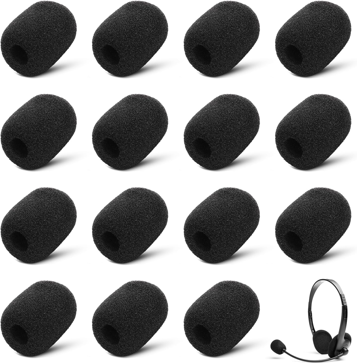 Prasacco 15 Pack Mini Foam Windscreen for Headset, Lavalier & Podium Microphones
