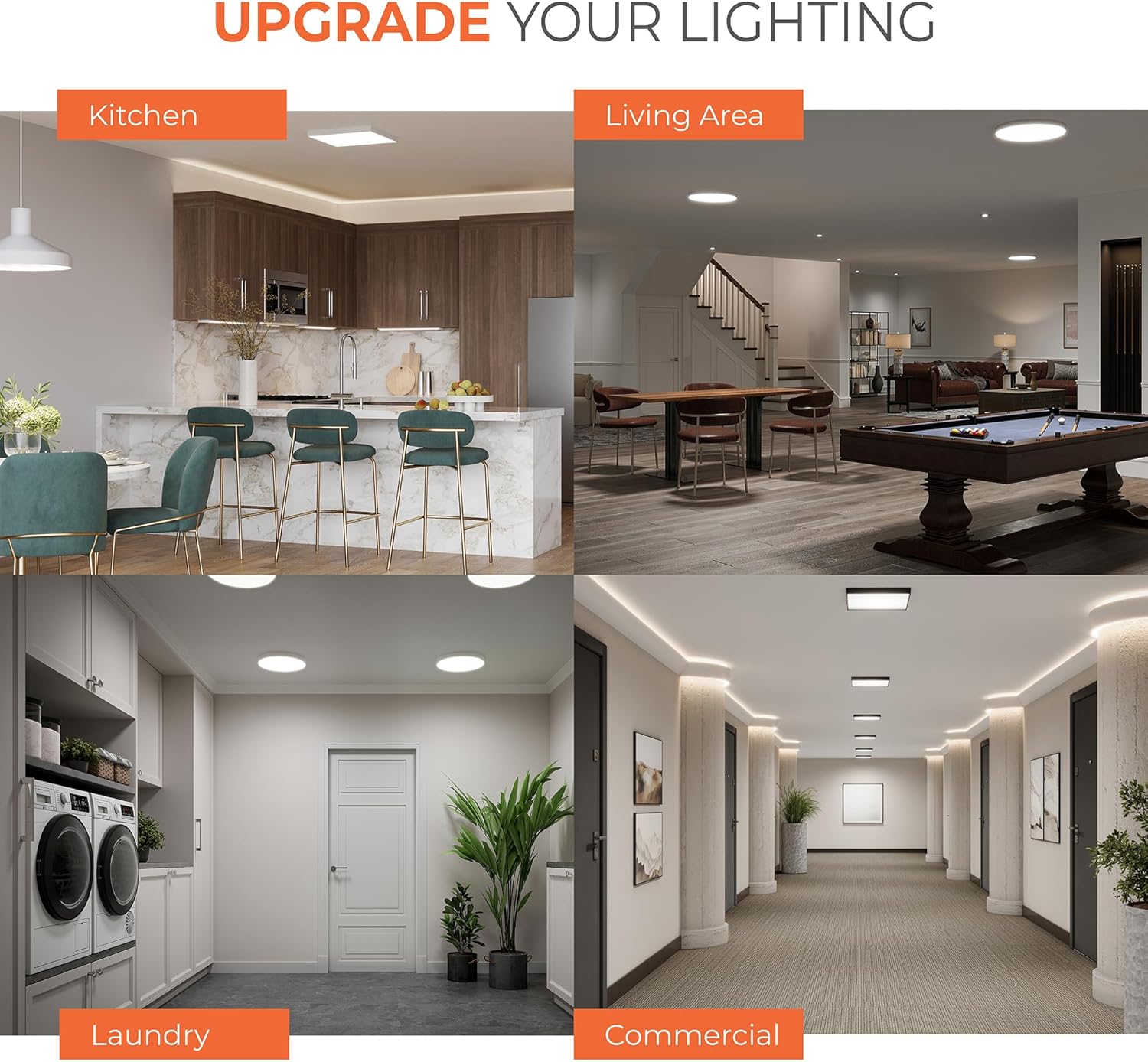 HALO SMX 14-Inch Edgeless Surface Mount LED Downlight w/Selectable Lumens, Color Temperatures, Dimming - Round - SMX14RLSFSD2W