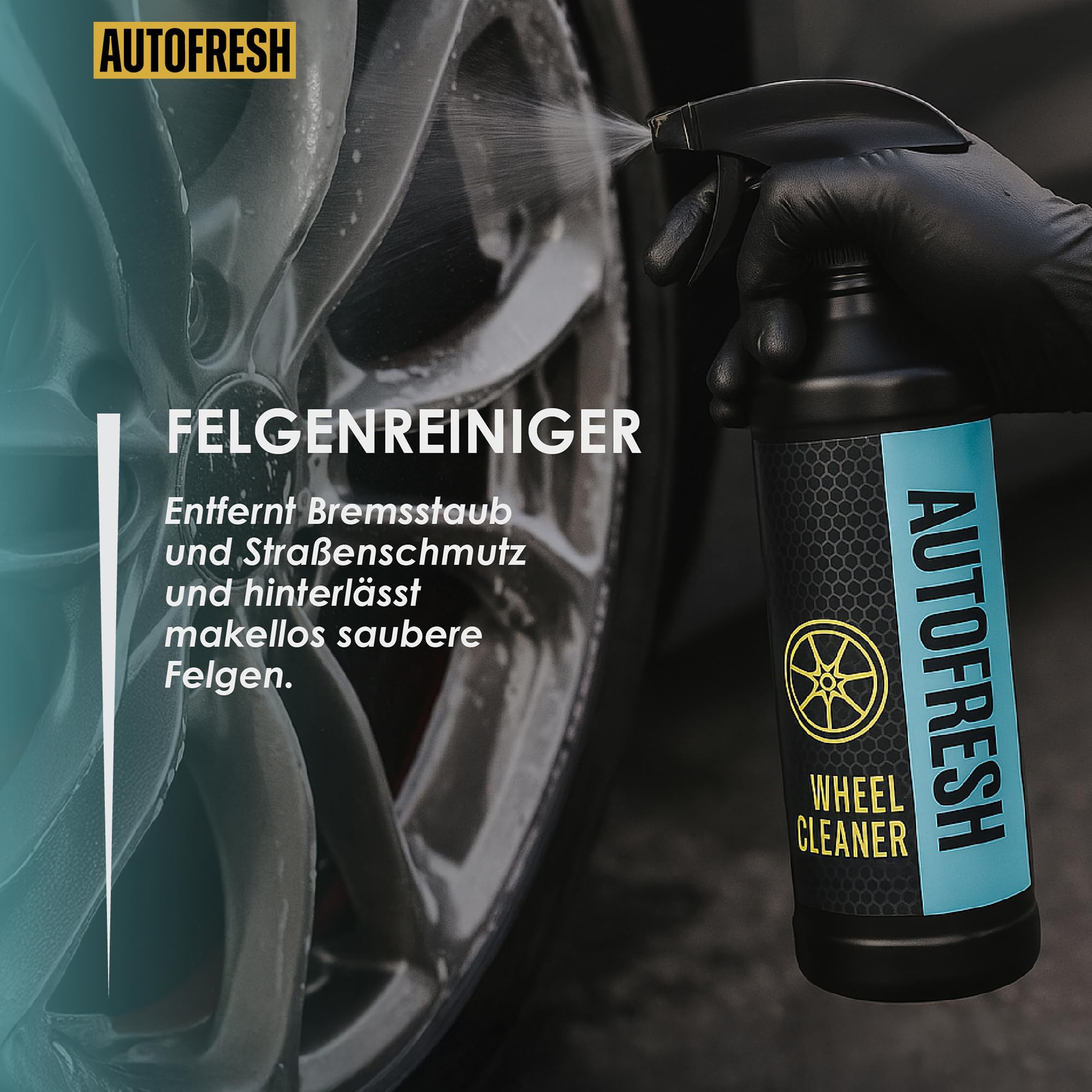 Autopflegeset 9-teilig - Auto Reinigungsset für Innen & Außen - Inkl. Felgenreiniger, Shampoo, Polsterreiniger, Cockpitspray, Reifenglanz, Schwamm & Eimer - Großes KFZ Pflege Set