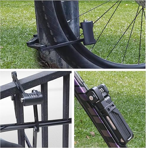 Miniatura 7 de Candado plegable para bicicleta de 35 pulgadas con kit de soporte de montaje, combinación de 4 dígitos para bicicletas, scooters eléctricos,