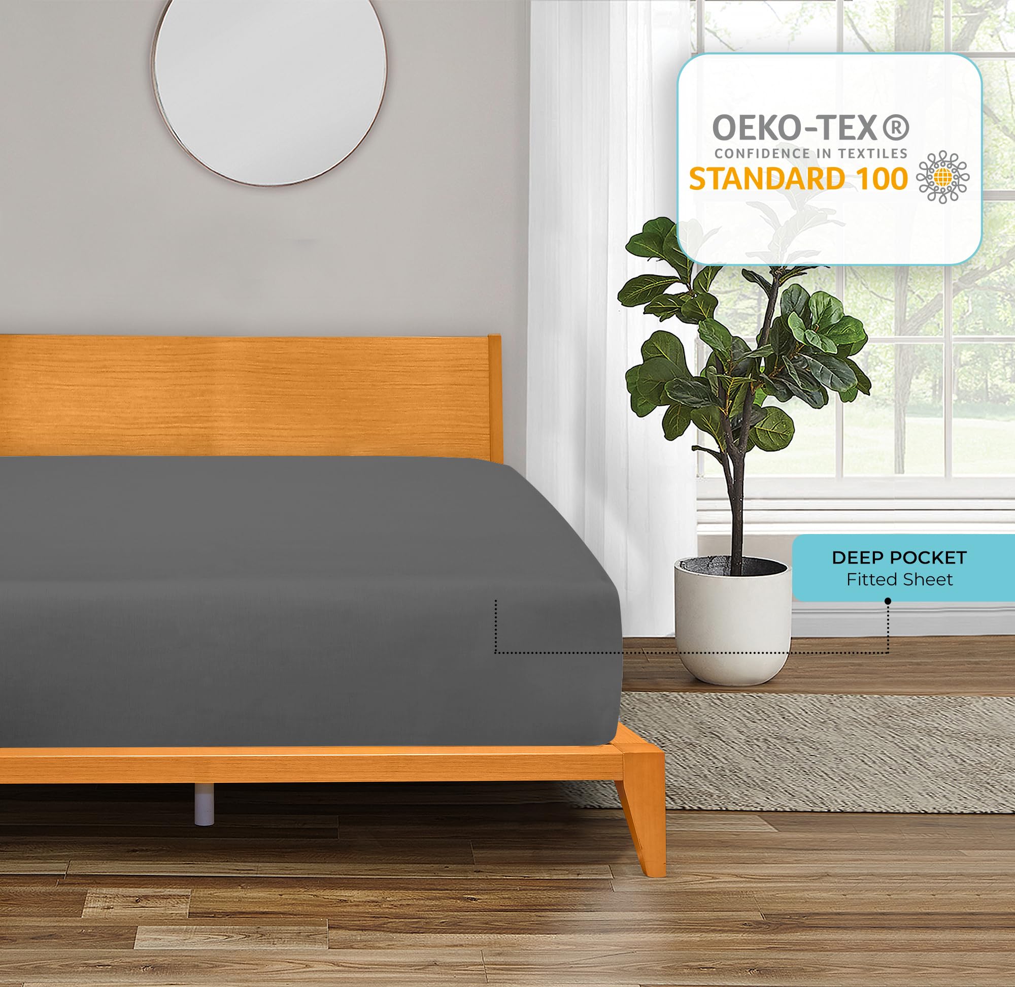 ROYALE LINENS 2er-Pack Spannbettlaken, elastische Spannbettlaken, nur für Doppelbett, weich und atmungsaktiv, gebürstete 1800 Mikrofaser, schmutzabweisend, Hotelqualität, tiefe Tasche dehnbar bis 40,6
