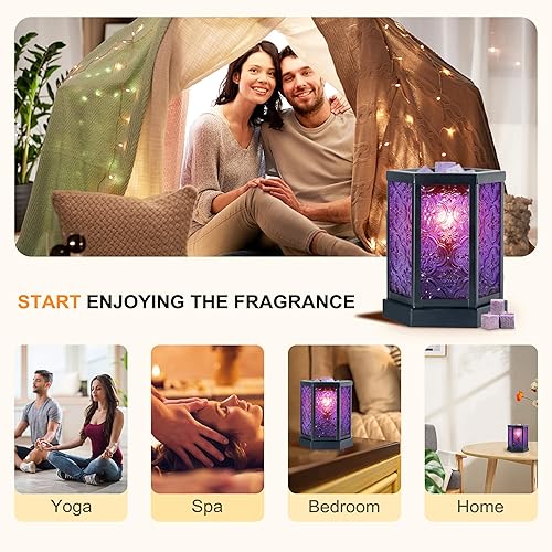 Miniatura 7 de CVHOMEDECO. Calentador eléctrico marroquí de cera derretida, calentador de velas decorativo para velas perfumadas, cera derretida y tartas para