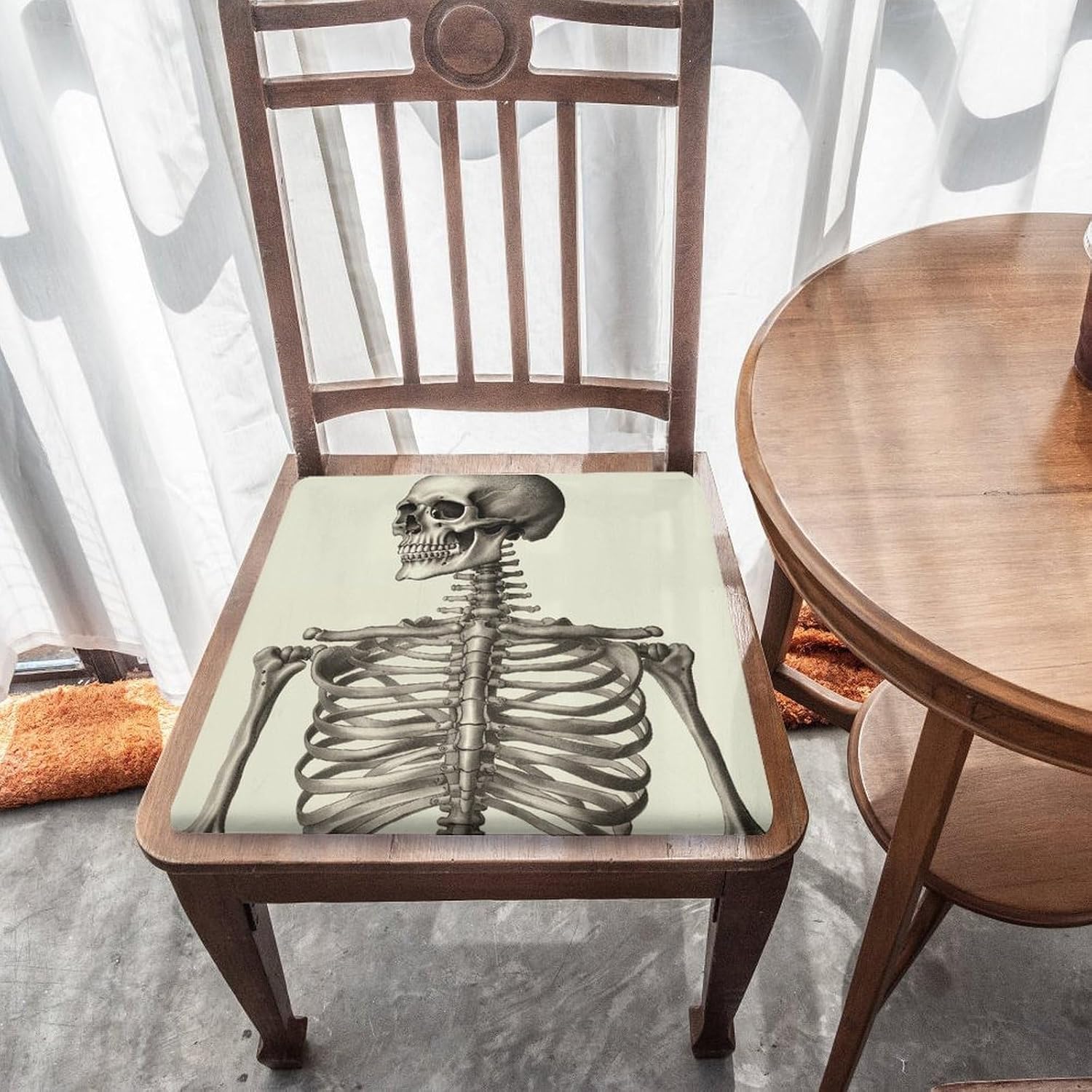 Human Skeleton Chair Cushion Floor Pillow Stool Cushion | Cushions with Removable Cover with Square Memory for for Chair Living Room Balcony Office Sofa,13.8*15*1.2 Inch