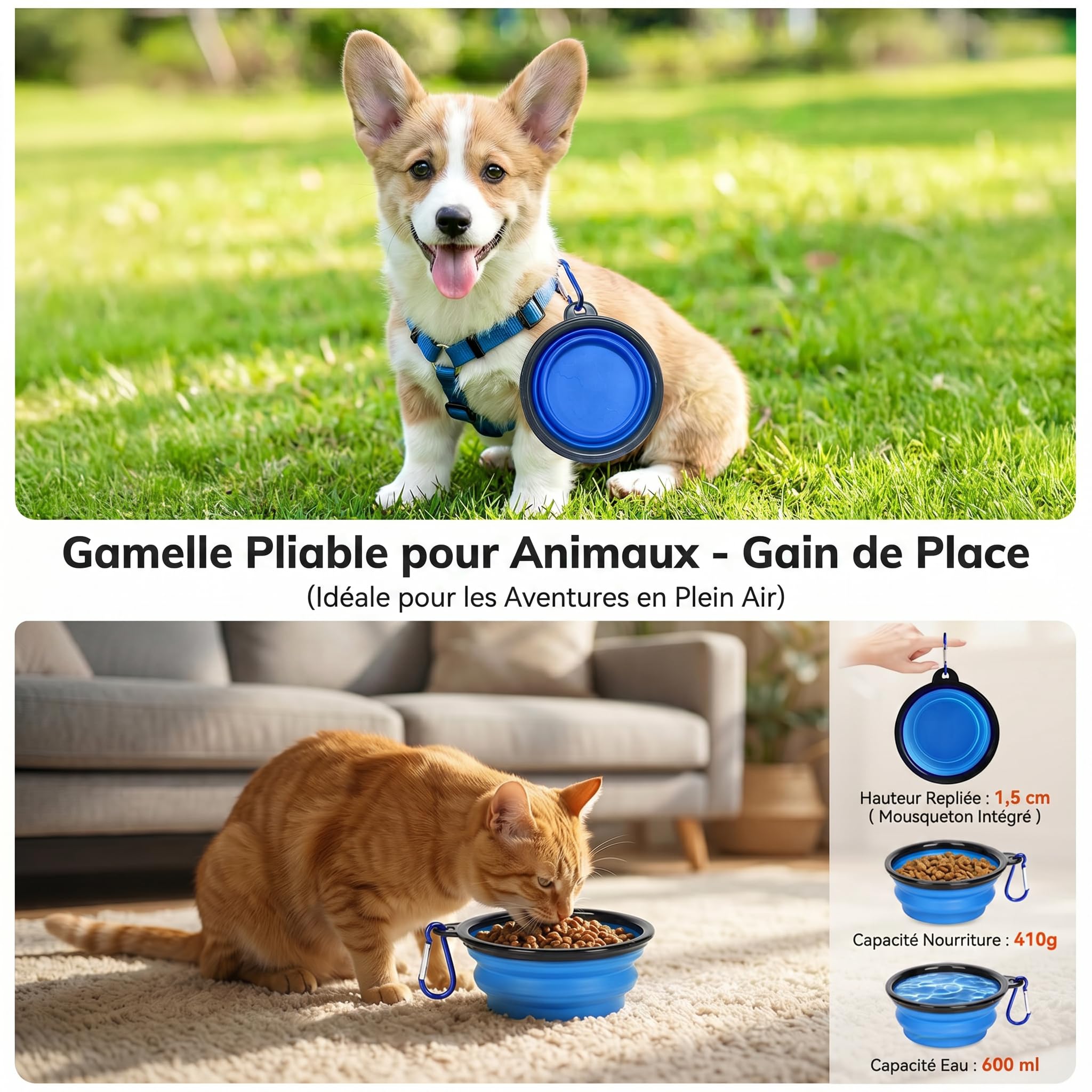 Morpilot Sac Transport 102% Extensible pour Chien avec Peluche Amovible Et Laisse De Sécurité Intérieure Sac à Dos Pliable pour Chat pour Train/Voiture/Voyage