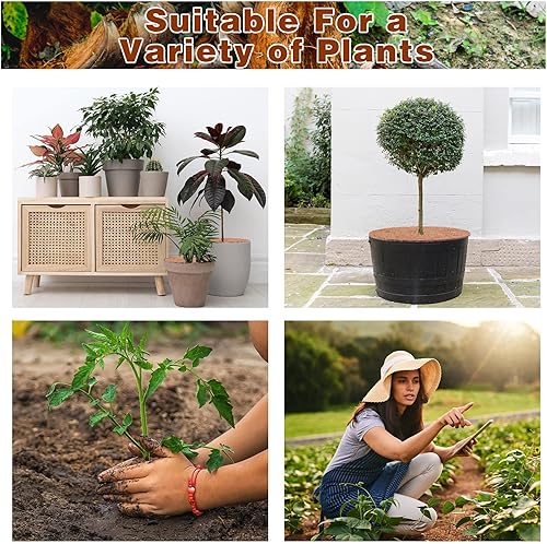 Miniatura 7 de 12 tapetes protectores de árbol de fibra de coco, fibra de coco, protección natural para ciprés, paisajismo, cubierta de plantas de disco de árbol,