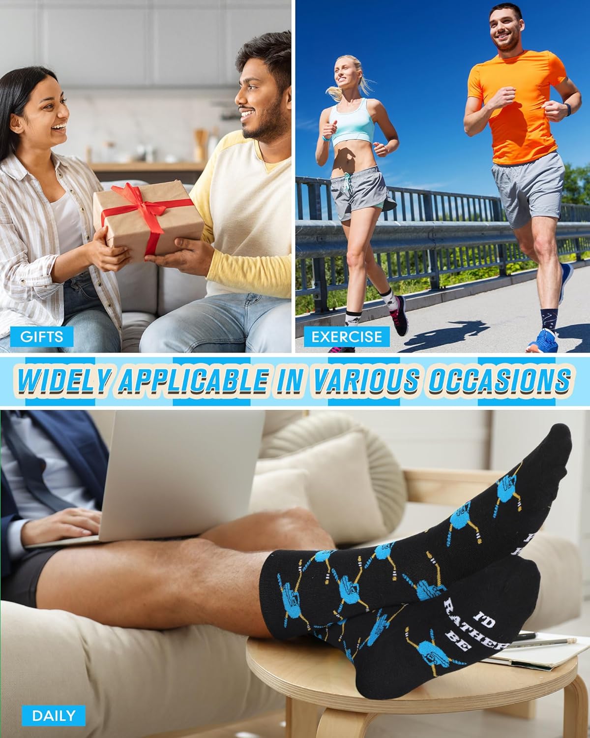 12 Pairs Novelty Hockey Socks for Men Funny Hockey Socks Bulk Sport Team Gift for Birthday Holiday Sport Lovers - Image 4