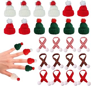 24 Pcs Mini Knit Hat and Christmas Scarf Set Christmas Knit Snowman Doll Hat Decor for Crafts, Tree Ornaments, DIY Art, Snowman Doll Christmas Decorations