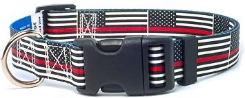 Thin Red Line Dog Collar for Firefighters Small 9-13 in.
