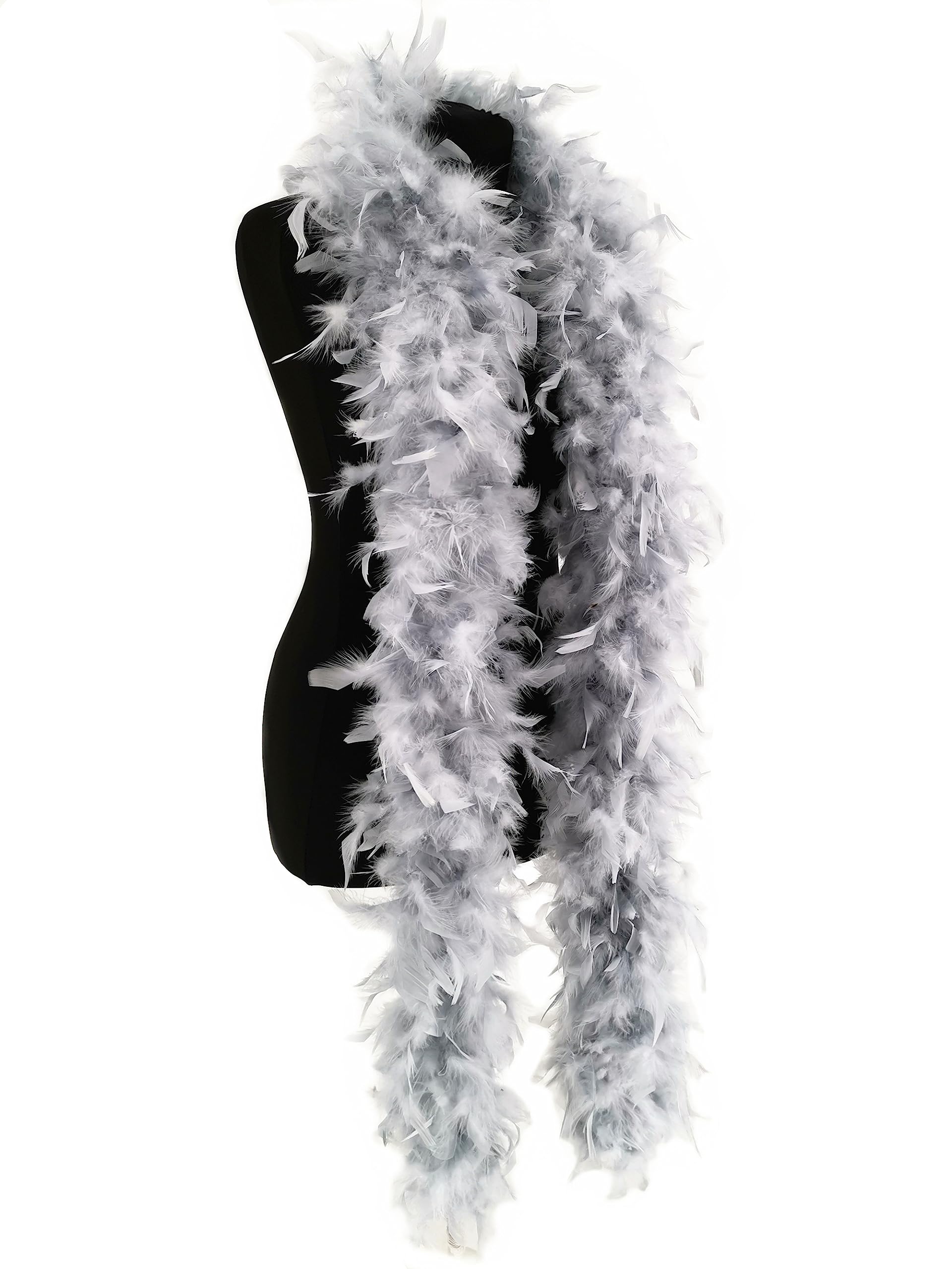 Feather Boa 100g 180cm Soft Turkey Feathers Fluffy Long Boas for Women Hen Party Fancy Dress Costume Burlesque Dance Showgirl 1920s Gatsby Flapper Halloween Christmas Photo Props (Silver Grey) โ image 1