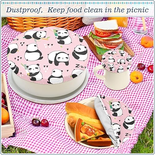 Miniatura 8 de Panda - 5 fundas elásticas reutilizables para tazones para almacenamiento de alimentos, tapas de tela elástica con 5 tamaños diferentes de tapas de