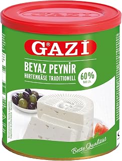 Gazi Hirtenkäse traditionell - 1x 500g Dose - Beyaz Peynir Kuh-Käse mit 60% Fett i.Tr., aus 100% Kuhmilch, tagesfrischer Hirtenkäse, intensiver vollmundig cremiger Geschmack