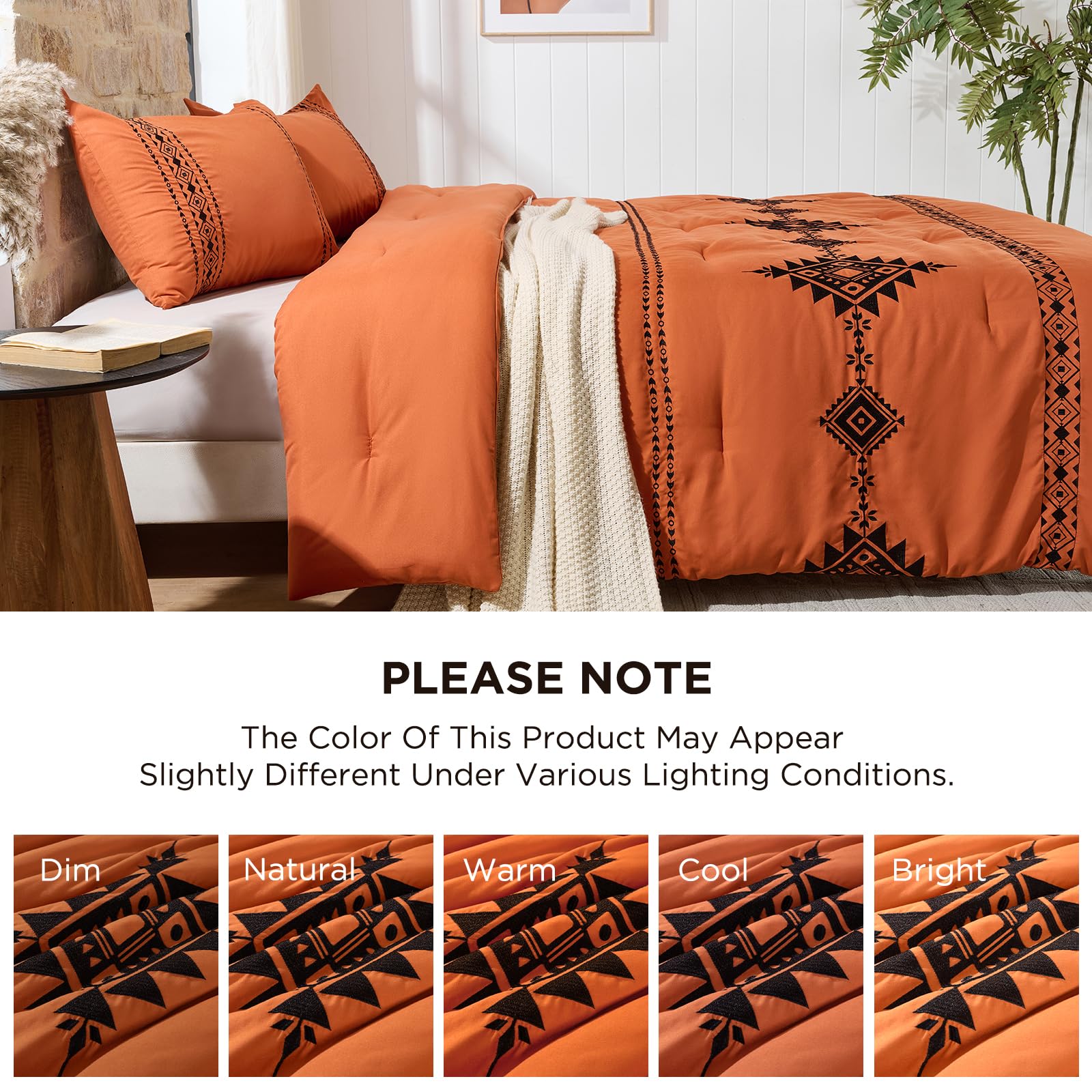 Boho Embroidered Comforter Set - Fall Pumpkin -9