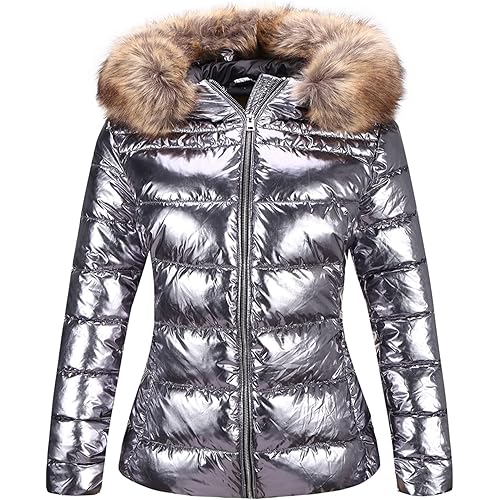 Bellivera Womens Lightweight Puffer Jacket, Winter Coats for Women Warm Quilted Bubble Padded Hood Coat with Faux Fur Collar