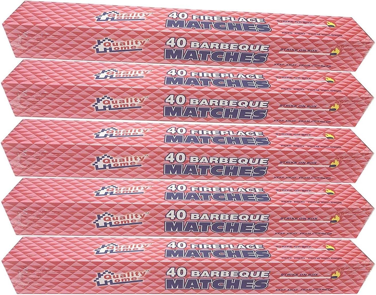 200 Pack Wholesale Lot 11" Long Wooden Fireplace Matches (5Packs of 40) Health