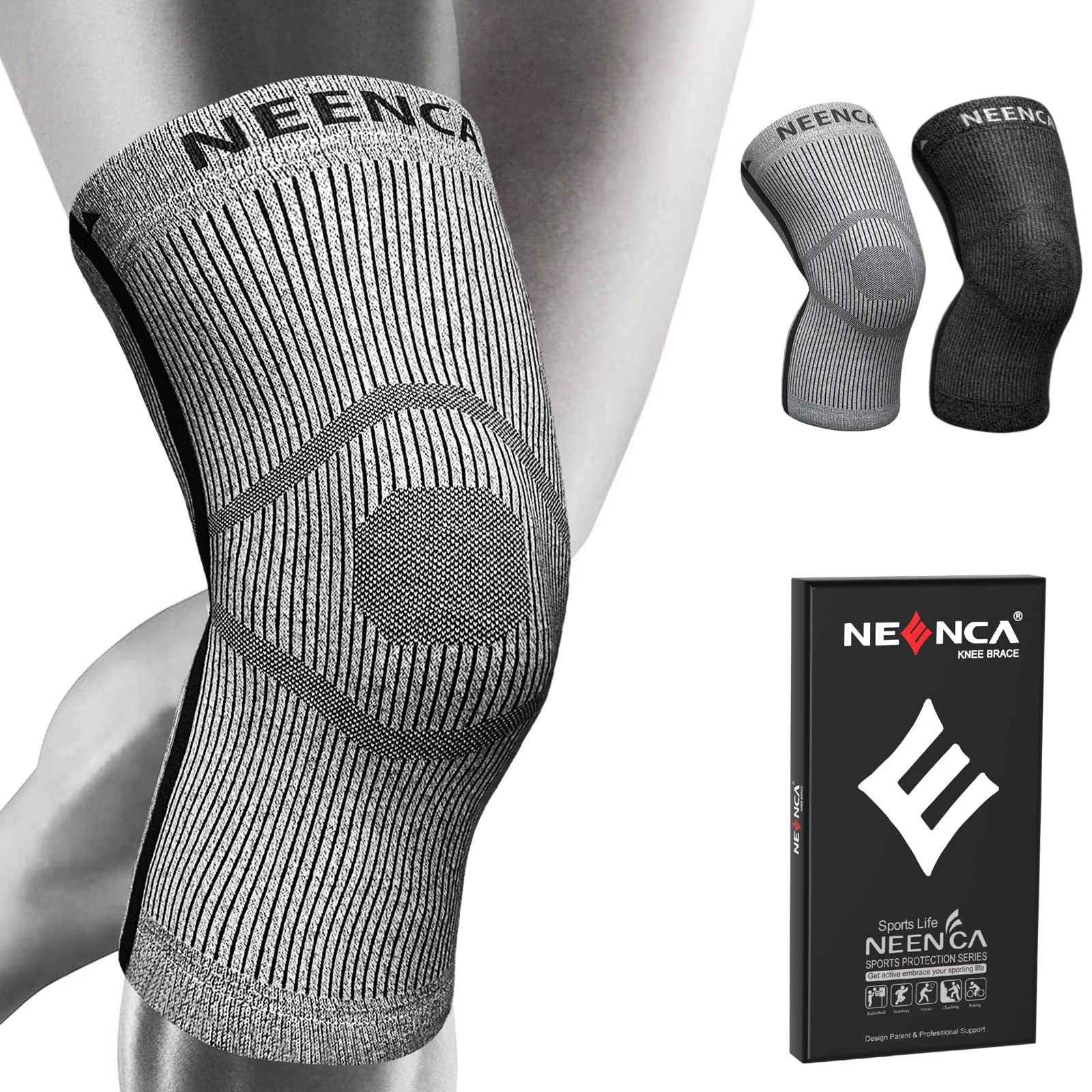 NEENCA Knee Sleeve – Knee Braces for Knee Pain, Compression Sleeve with Bamboo Carbon Fibers, Knee Support with Arthritis, Meniscus Tear, Swelling, ACL, Joint Pain Relief
