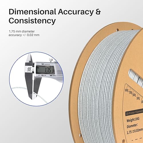 Miniatura 3 de ELEGOO Filamento PLA de 0.069 pulgadas (0.069 in), mármol de 2.2 lbs, filamento de impresora 3D, precisión dimensional +- 0.001 in, carrete de