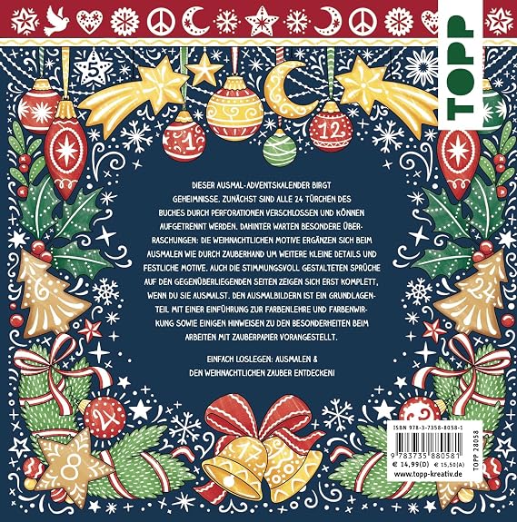 Colorful Secrets - Geheimnisvolle Weihnachten (Ausmalen auf Zauberpapier): Der Adventskalender zum Ausmalen und Entdecken