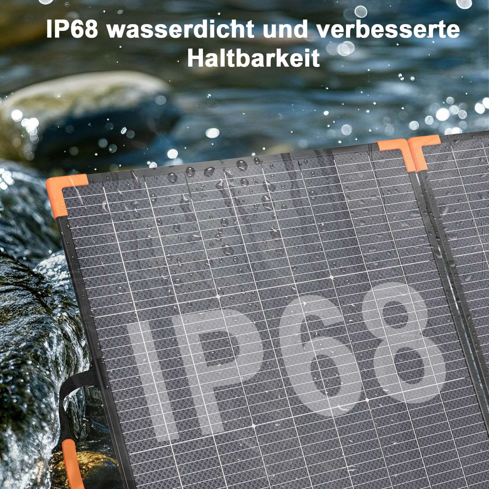 200 Watt Tragbares Solarpanel, 20-V-bifaciales Faltbares Solarladegerät, 23,5% hoher Wirkungsgrad für Kraftwerke, IP68 wasserdicht mit 2 stabilen Stützen für Wohnmobile