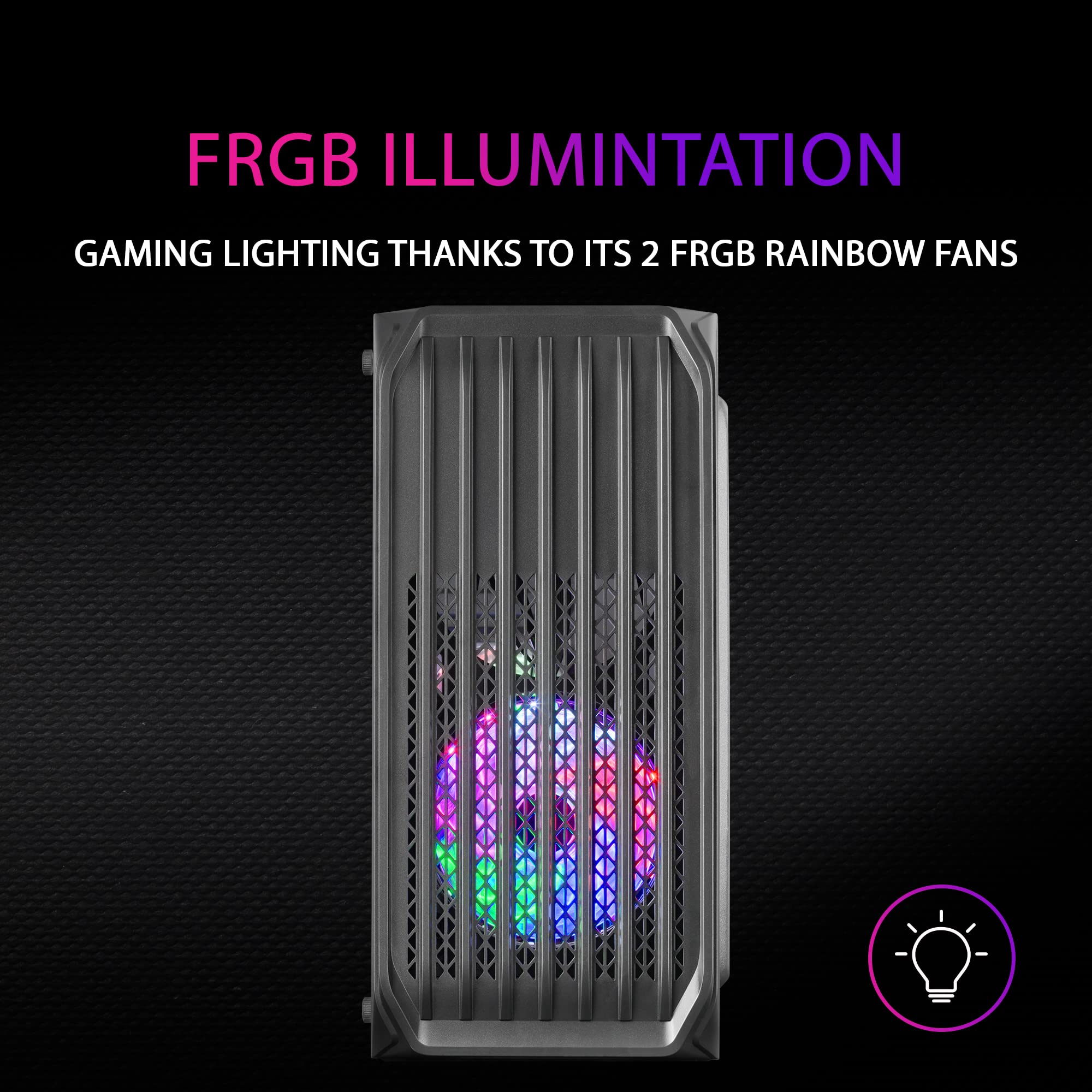 Mars Gaming MC-S2, Case PC Micro-ATX Ultra-Compatto, Griglia Frontale, 2x Ventole FRGB, Case Gaming con Finestra Laterale Completa, Supporta Raffreddamento Liquido fino a 240mm, Nero