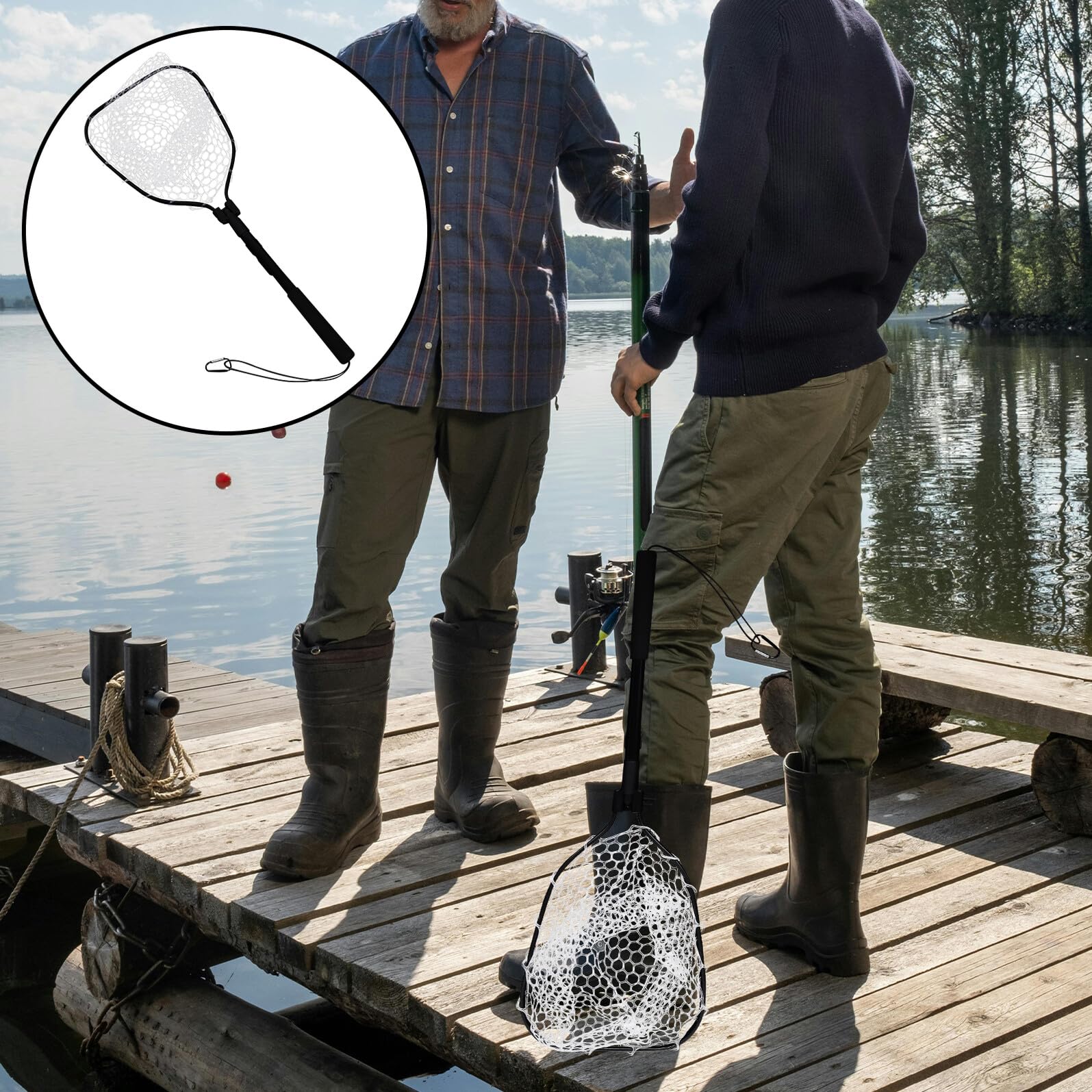 STOBAZA Red Plegable para Pesca con Mosca de Silicona y Aleación de Aluminio, Diseño Compacto y Portátil Adecuado para Pesca al Aire Libre y Excursionismo