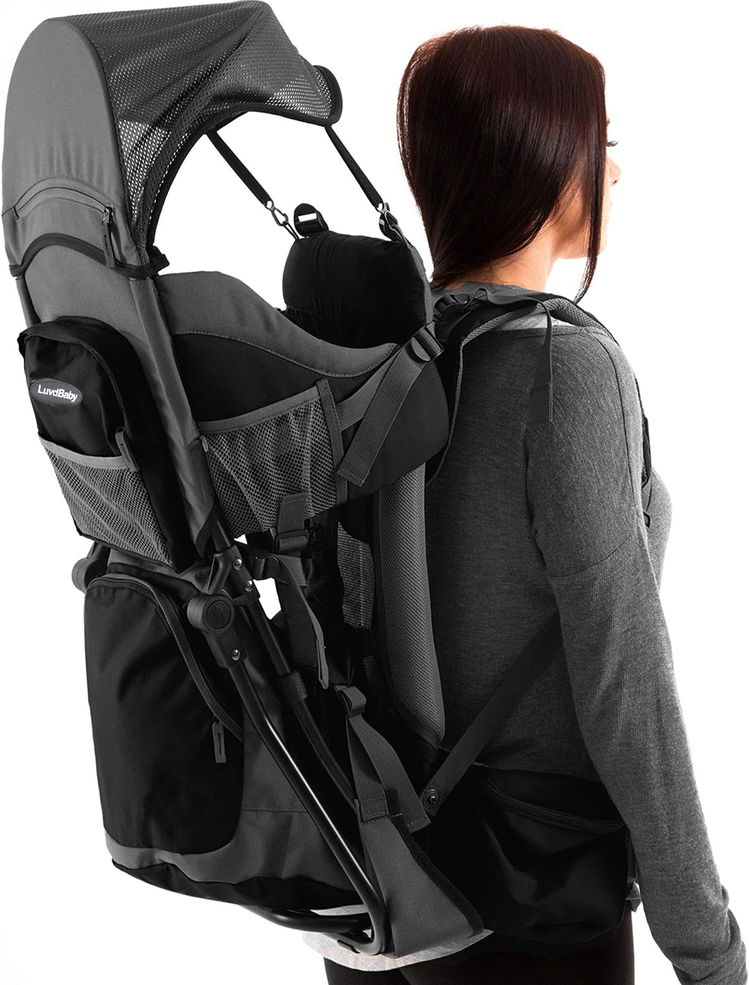 Hiking Baby Carrier Backpack - Comfortable Toddler/Baby Backpack Carrier System with Diaper Change Pad, Insulated Pocket + Rain and Sun Hood to Protect Your Child