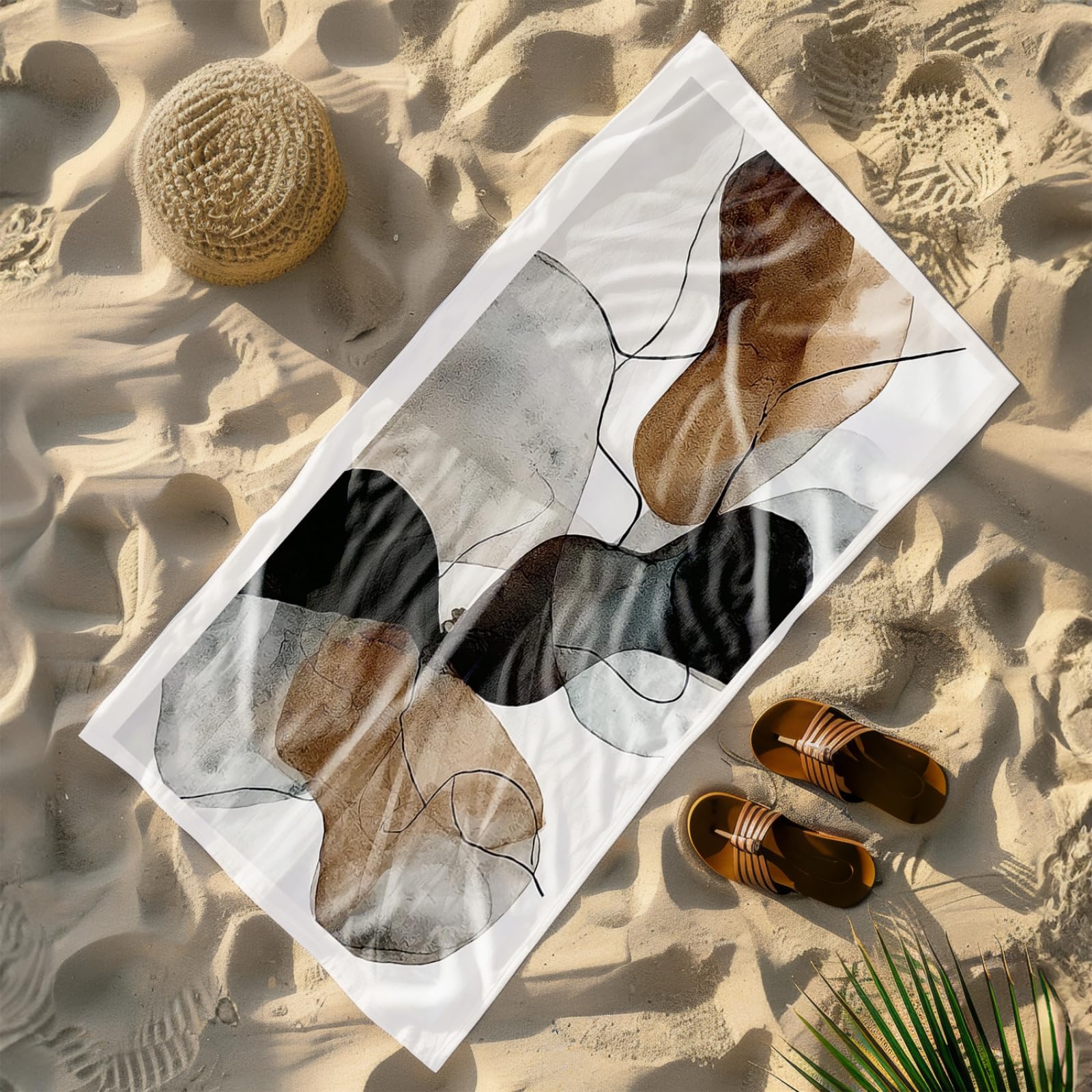 Générique Serviette de Plage 90X180 Modèle Noir Brun