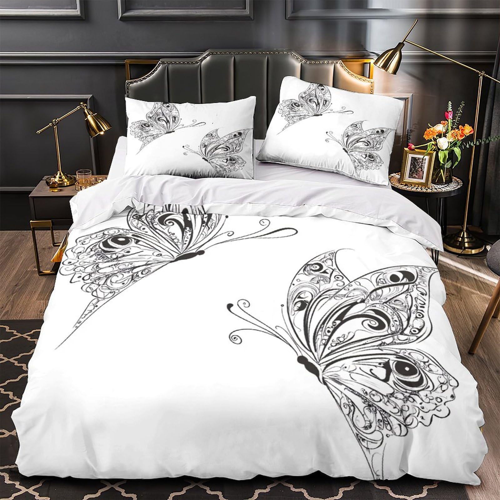 MMDASBVPE Butterfly Design Comforter Cover 3D Print Hypoallergenic 3PCs Bed Linen Hidden Zipper Duvet Cover Extra Soft Machine Washable for Teens Youth Adults Women Kids Boys Single（140x200cm）