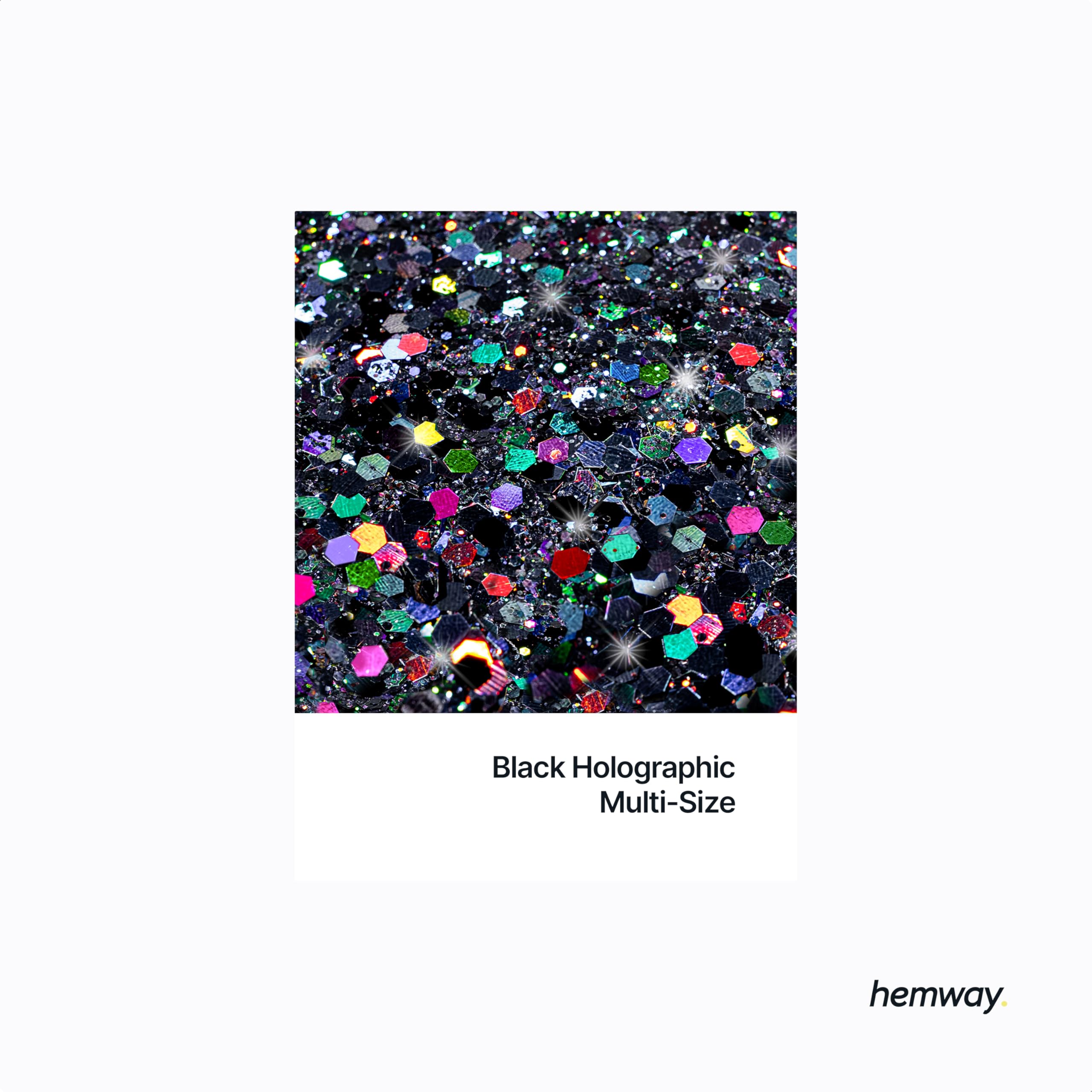 Hemway Craft Glitter Black Holographic 100g Multi Size Glitter for Crafts Resin, Cosmetic, Nail, Face, Body, Festival - Image 2
