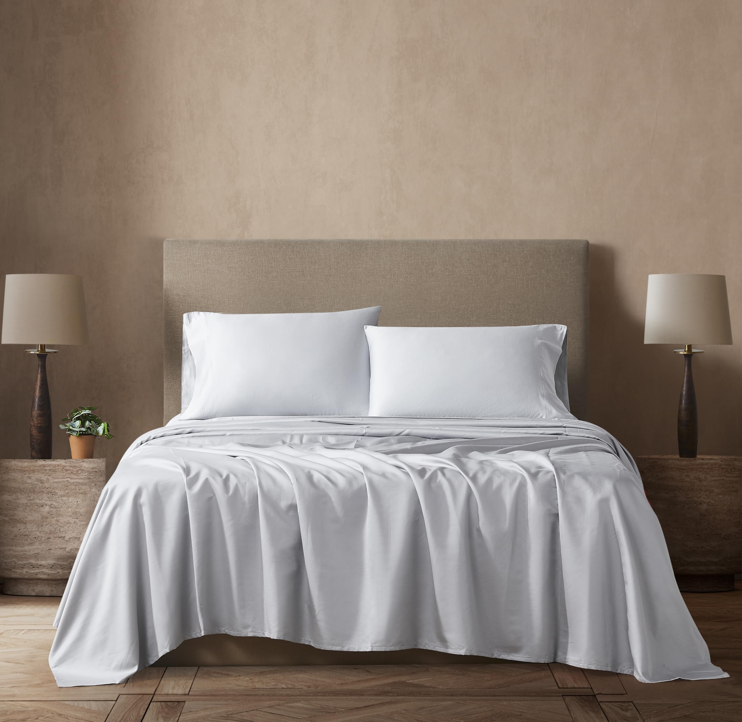 Linen Closet Luxury Cotton 800 Thread Count Supima Cotton 4-Piece Sheet Set, Queen, Grey