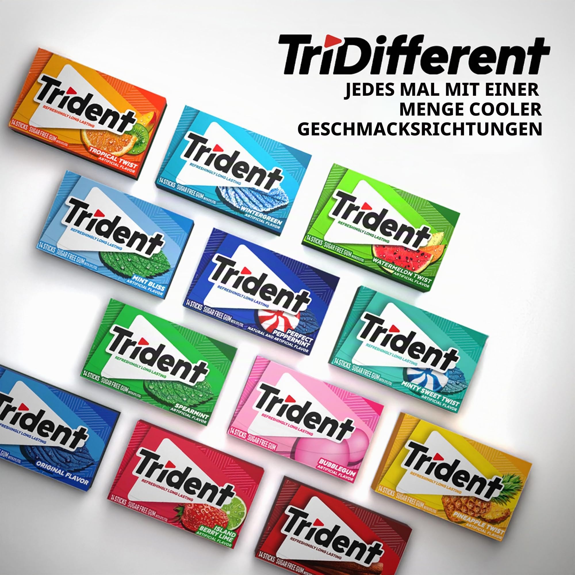 Trident Original Flavor Kaugummi zuckerfrei, 24 Packungen á 14 Stück (336 Stück insgesamt)