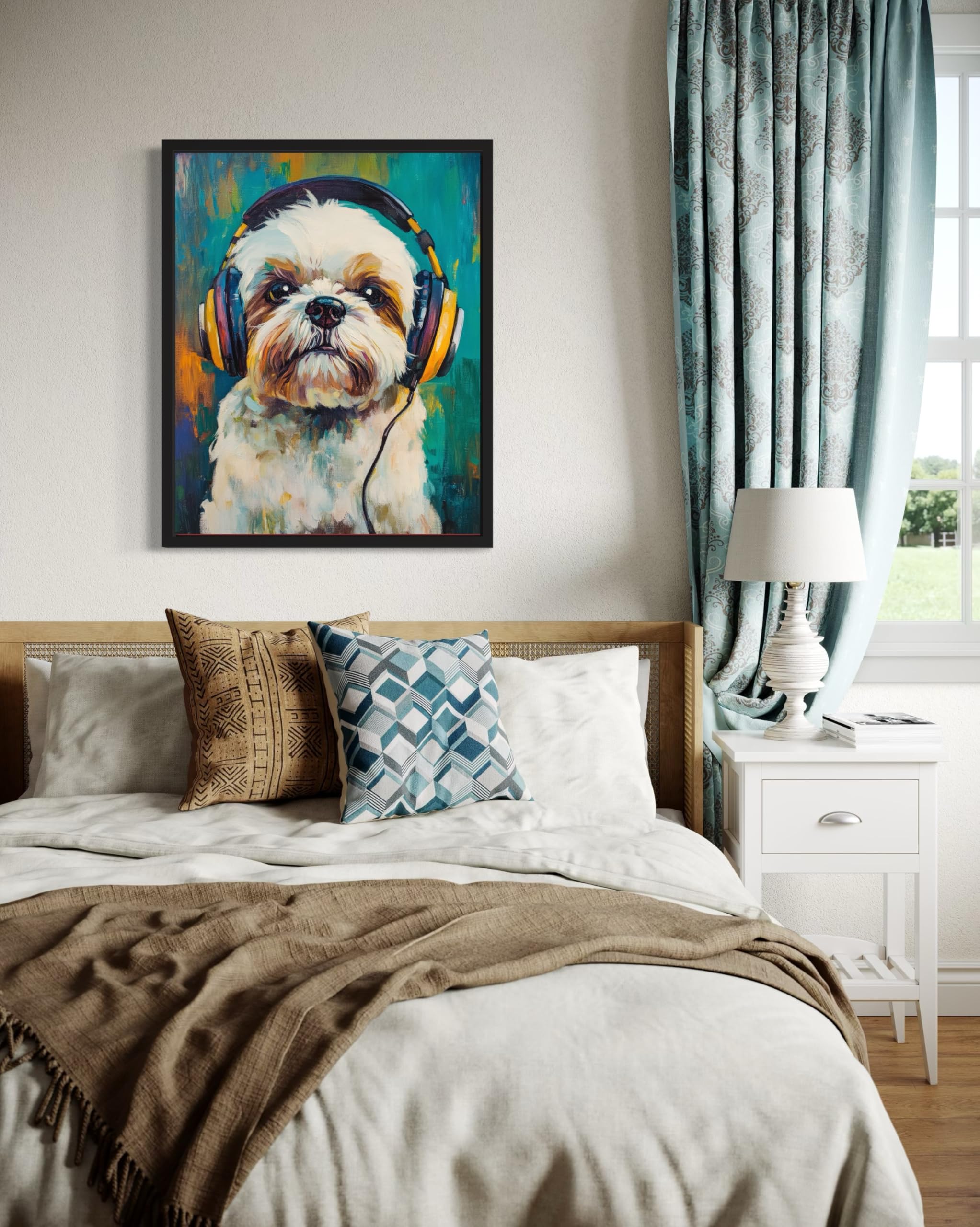 Amazon.com: aj decor Shih Tzu Music Headphone Wall Art Print