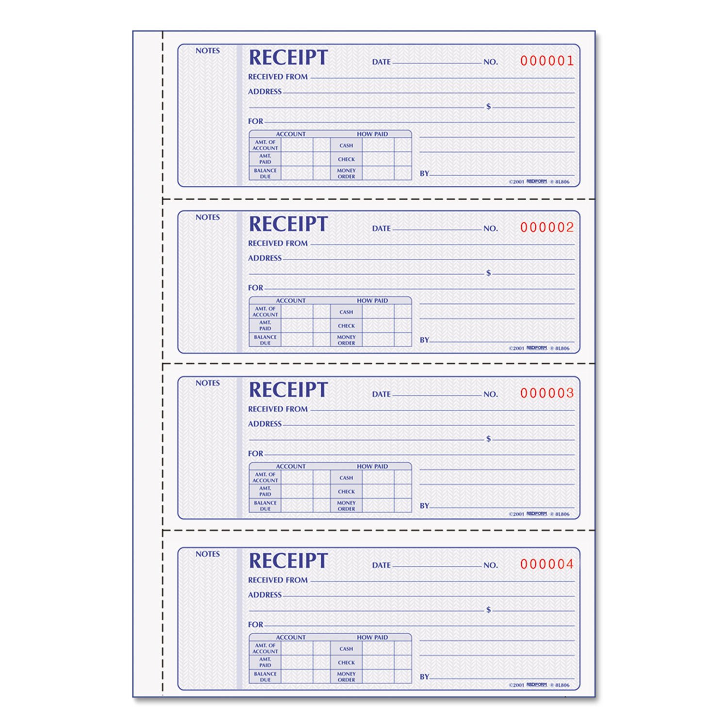 Rediform Office Products 8l806 Geld Rechnung Buch, 7 x 2 3/4, selbstdurchschreibend 1 Durchschlag, 200 SETS/Buch