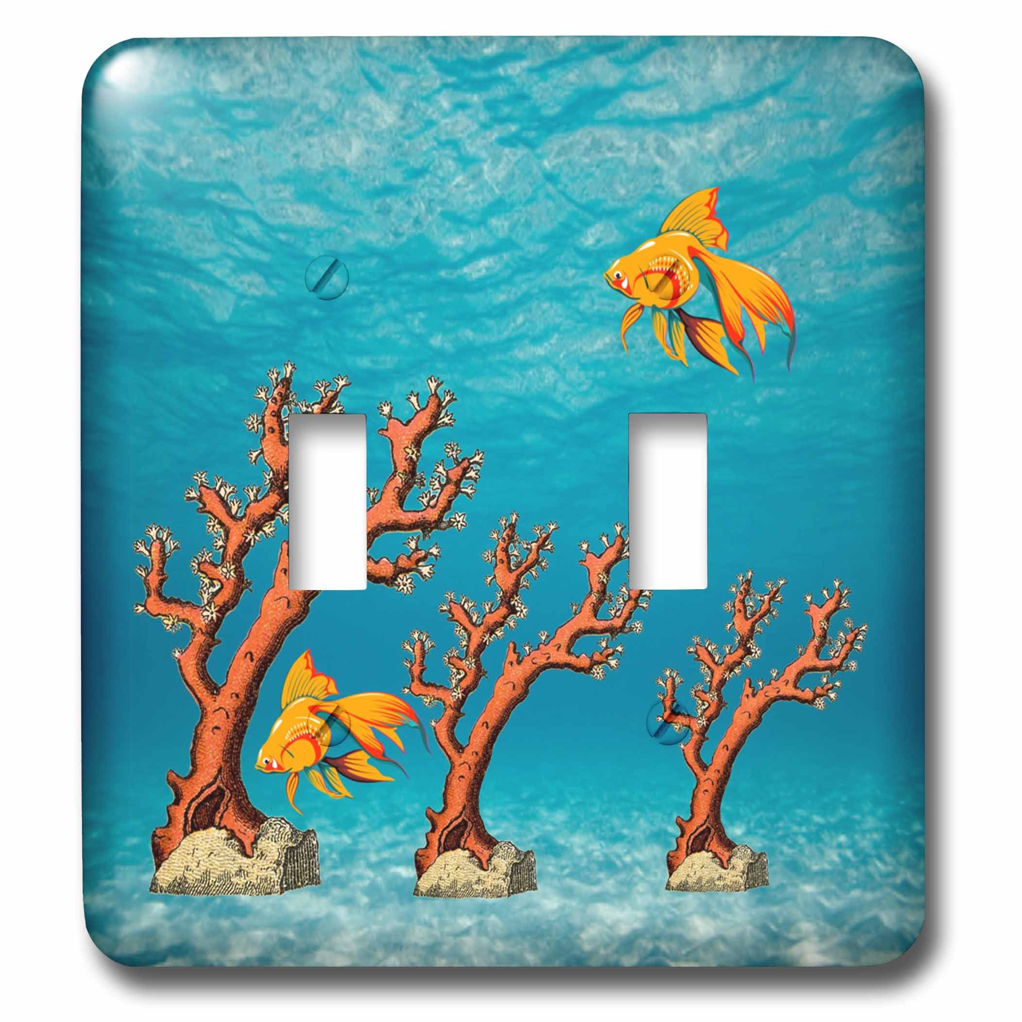 Interrupteur décoratif corail et poisson dessin animé 3dRose LSP_237438_2