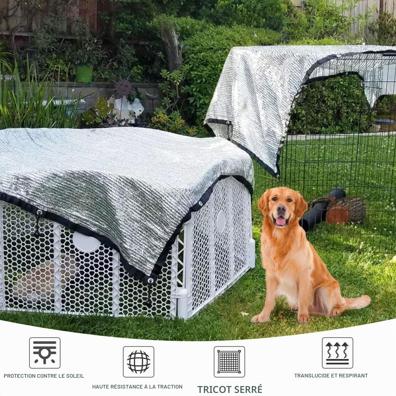 Filet D'ombrage en Aluminium 80%, Voile avec Œillets, Facile à Suspendre pour Jardin, Patio, Lawn, Abri de Voiture