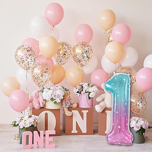 Miniatura 3 de Globo número 1, globos de número grande de 40 pulgadas, decoración de fiesta de primer cumpleaños, suministros de decoración de primer cumpleaños
