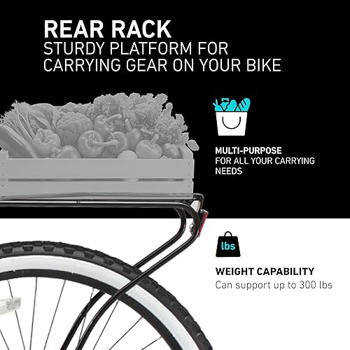 Miniatura 5 de sixthreezero Around The Block Men's Beach Cruiser Bike, Step-Through Hybrid Bicycle with Rear Rack, 24 or 26 Inch Wheels, Multiple Speed Options and