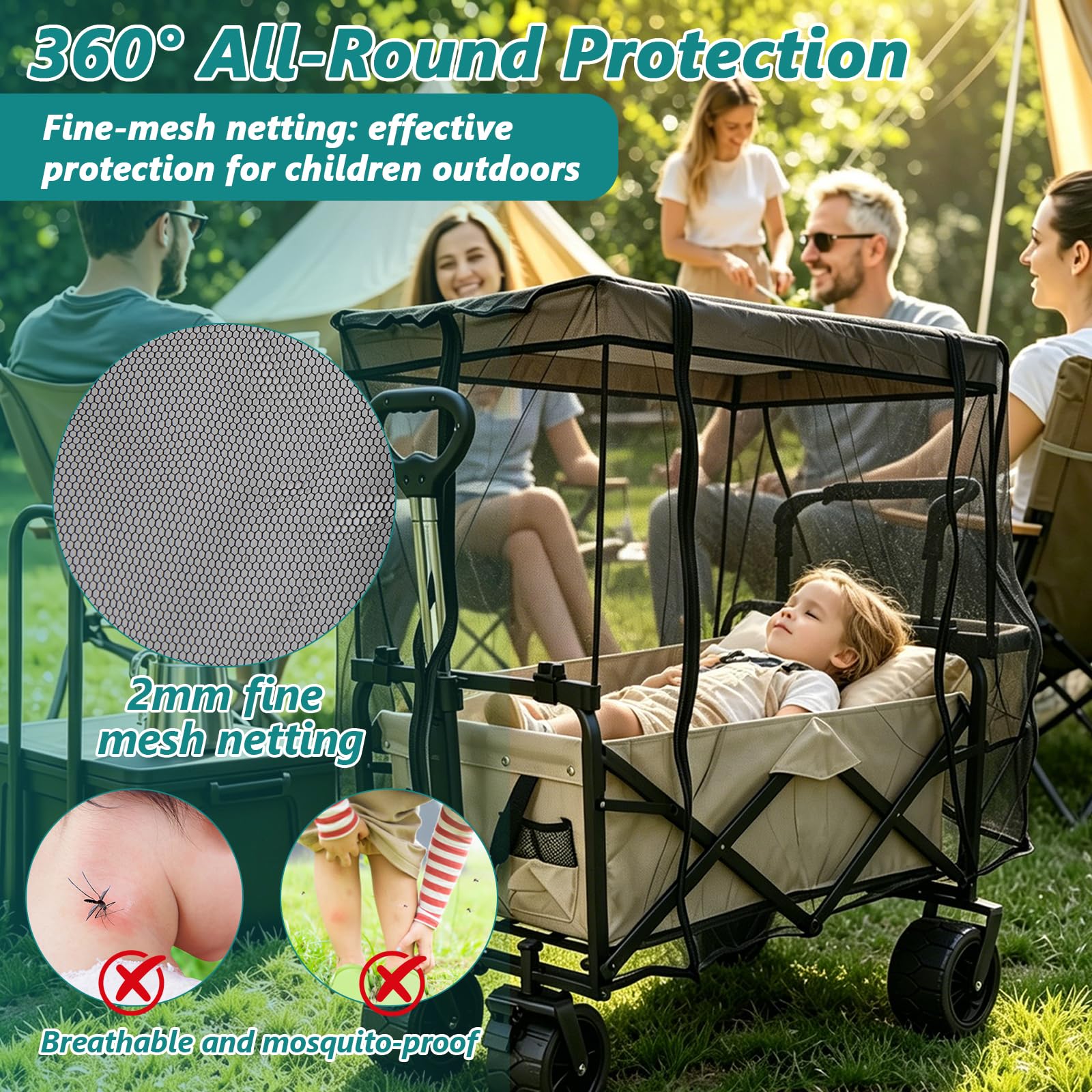 Mosquitera para Carretilla, Mosquitera para Carro Bebe Universal para Paseos, Excursiones de Acampada y Picnics(110 x 75 x 51cm)