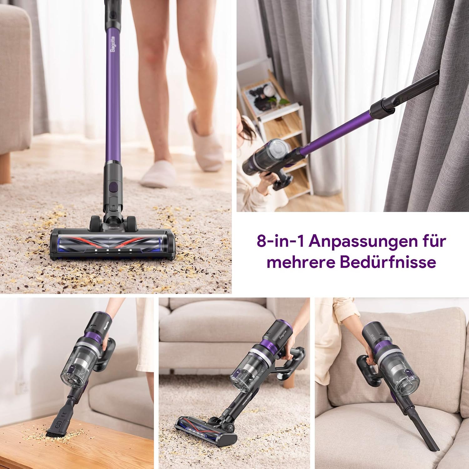 Bagotte vacuum cleaner showing 8-in-1 configurations