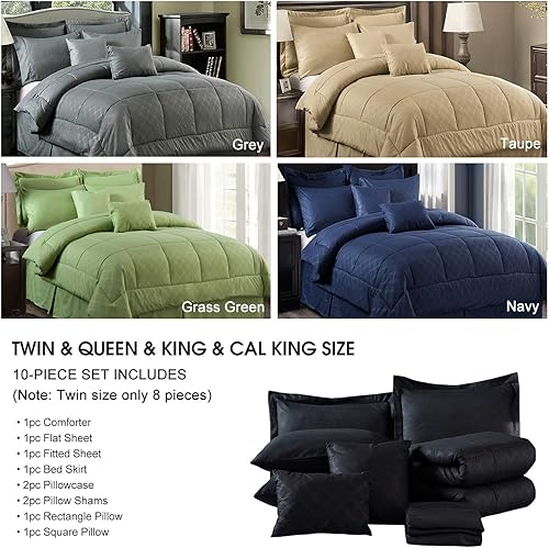 Miniatura 7 de JML - Juegos de edredón de ropa de cama de microfibra con fundas. Patrón bordado y acolchado de color sólido de lujo. Ideal para cualquier